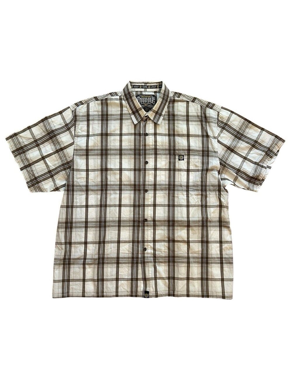 Dyse One Plaid Button Up Shirt Men’s 2XL Short Sleeve Streetwear Y2K USA Made